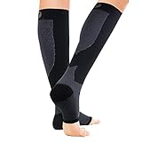 OrthoSleeve FS6+ Compression Foot & Leg Sleeve (1 Pair) for Plantar Fasciitis, Heel Pain, Achilles Tendonitis, Shin Splints, Venous Insufficiency and Leg Cramps (Large, Black)
