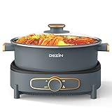 Dezin Electric Shabu Shabu Pot with Removable Pot, 4L Non-Stick Hot Pot Electric with Multi-Power Control, 3.7' Depth Electric Pot with Tempered Glass Lid for Party, Family and Friend Gathering
