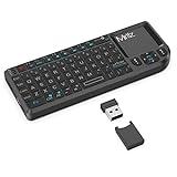 Miritz 2.4GHz Mini Wireless Touchpad Keyboard, Lightweight Rechargeable Ultra Mini Thin USB with RGB Backlit Keyboard, Plug and Play, Fits for HTPC, for PS3/4