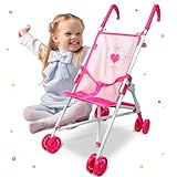 Doll Stroller Toy Anivia Realistic Doll Stroller Heart Design Gifts for Toddlers and Girls Foldable Baby Doll Stroller Toy Pink 102