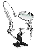 Ram-Pro Helping Hand Magnifier Glass Stand with Flexible Neck LED Flashlight & Alligator Clips – 3X Magnifying Lens, Perfect for Soldering, Crafting & Inspecting Micro Objects