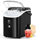 Kndko Nugget Ice Maker Countertop,34lbs/Day,Portable Crushed Ice Machine,Self Cleaning with One-Click Design & Removable Top Cover,Soft Chewable Pebble Ice Maker for Home Bar Camping RV,Black Basic