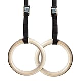 NEXPRO Wood Gymnastic Ring Olympic Strength Training Gym Rings Wooden