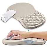 KUOSGM Ergonomic Mouse Pad Wrist Support with Memory Foam Massage Bulge, Carpal Tunnel Pain Relief Mousepad Wrist Rest for Mouse(12x8 inch, Apricot)