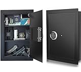 Biometric Wall Safe, Hidden Fingerprint Security Wall Safe, In Wall Safe Between Studs, Perfect for Home/Office/Hotel, Secure Handgun, Documents, Jewelry, Valuables
