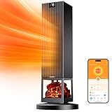 GoveeLife Smart Space Heater Max for Indoor Use, 80°Oscillation, Night Light, 1500W Fast Heating with Thermostat, 24H Timer, 5 Modes, App & Voice Control, Electric Heater Safe for Bedroom Home Office