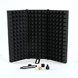 Weymic Microphone Isolation Shield, Foldable Mic Shield with Triple Sound Insulation, Reflection Filter with 3/8' and 5/8' Mic Threaded Mount for Recording Studio, Podcasts, Singing, and Broadcasting
