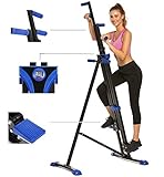 Vertical Climber for Home Gym Upgrade Folding Exercise Stair Stepper for Full Body Trainer Fitness Climbing Machine Climber Cardio Workout with LCD Monitor (Blue)