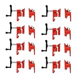 FLKQC 3/4' Wood Gluing Pipe Clamp Set with Unique Foot Design Red Heavy Duty Bar Clamps Cast Iron Quick Release Pipe Clamp Tools for Woodworking (8)