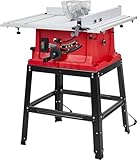 Table Saw 10 Inch, 15 Amp 5000RPM Powerful Tablesaw With Stand & Protective Cover, 36 X 25 Inch Tabletop Saw 90° Cross Cut & 0-45° Bevel Cut, Adjustable Depth, for Woodworking, Metal, Plastic