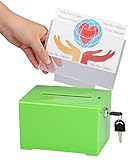 Adir Acrylic Donation Ballot Box with Lock - Secure and Safe Suggestion Box - Drawing Box - Great for Business Cards (6.25' x 4.5' x 4') (Green)