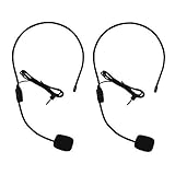 Set of 2 Headset Microphone, Flexible Wired Boom for Voice Amplifier,Teachers, Speakers, Coaches, Presentations, Seniors and More, Black