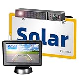 Solar Wireless Backup Camera with IR Night Vision, 3 Mins No Wires Install, Equip with 5'' HD 1080P Monitor, IP69K Waterproof Rear View Reverse Camera for Cars Trucks Trailers RV