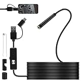 Endoscope Camera with Light - USB Endoscope Camera Flexible Rigid Snake Camera with 6 LED Lights Endoscope with 11.48ft Semi-Rigid Cable Waterproof Snake Camera for Android Type-C USB