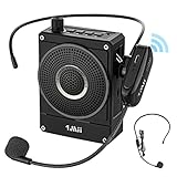 1Mii Voice Amplifier with Portable UHF Wireless Microphone Headset, 10W 1800mAh Large Capacity Rechargeable PA System for Multiple Locations Such as Yoga, Meetings, Tour Guides MK04