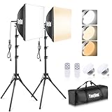 Torjim Softbox Photography Lighting Kit, 16'' x 16'' Professional Softbox Lighting Kit with 85W 3000-7500K LED Bulbs, Studio Lights for Photography/Video Recording/Live Streaming/Portraits Shooting