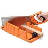 Navaris Mitre Box with Saw - Mitre Box with 43cm (16.9') Hand Saw Cutter Tool Included for Cutting Wood and 2 Built-in Clamps for Secure Woodwork