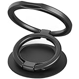 MonIdea Phone Grip, Phone Ring Holder Finger Kickstand, Foldable & Adjustable Metal Cell Phone Rings Gripper Stand Work with Magnetic Car Mount for iPhone Samsung &Other Phones - Black