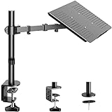 HUANUO Laptop/ Notebook Desk Mount Stand up to 17 inch - Height Adjustable Single Arm Mount with C Clamp, VESA 75X75 and 100X100 for Monitor 15-32 inch