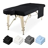Avalon Care 3 Piece Massage Table Sheets Sets Cotton Flannel Massage Sheets Sets - 100% Natural Cotton Massage Sheets for Massage Therapy Includes Fitted Sheet, Flat Sheet and Face Rest Cover - Black