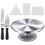 Cake Stand, Ohuhu Cake Decorating Supplies, Heavy Duty Aluminium12'' Cake Turntable with 2 Icing Spatula and 3 Comb Icing Smoother, Baking Cake Decorating kit, Rotating Display Stand
