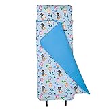 Wildkin Original Nap Mat with Reusable Pillow for Boys and Girls, Perfect for Elementary Sleeping Mat, Features Hook and Loop Fastener, Soft Cotton Blend Materials Nap Mat for Kids (Mermaids)