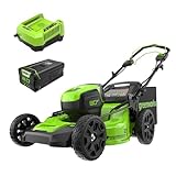 Greenworks 80V 21' Brushless Cordless (Self-Propelled) Lawn Mower (75+ Compatible Tools), 4.0Ah Battery and 60 Minute Rapid Charger Included