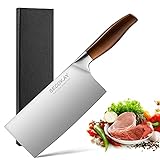 BECOKAY Meat Cleaver 7 inch Vegetable Cleaver Knife - Chinese Chef's Knife German High Carbon Stainless Steel Butcher Knife with Ergonomic Handle for Home Kitchen and Restaurant