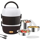 Electric Steamer Lunch Box,3 Layers Portable Food Heating Rice Cooker, Lunch Containers Warming Bento,110V 200W Fast Steam Heating Lunch Boxes,2L Detachable Stainless Steel Container