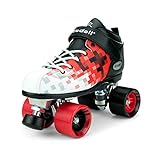 Riedell Skates - Dart Pixel - Quad Roller Speed Skate | Black & Red | Size 8