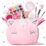 ULOVEME Kids Real Makeup Kit for Little Girls with Unicorn Bag - Real, Non Toxic, Washable Make Up Toy - Unicorn Toys Gift for 3 4 5 6 7 8 9 10 12 Years Old Girls Birthday