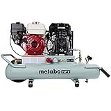 Metabo HPT Air Compressor, Wheelbarrow, Honda GX 160 Engine, 8-Gallon, Gas Powered, Portable, Twin Tank, Cast Iron, Oil Lubricated Pump, Solid Flat-free Rubber Tire (EC2610E)