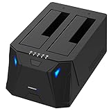 SABRENT USB 3.0 to SATA I/II/III Dual Bay External Hard Drive Docking Station for 2.5 or 3.5in HDD, SSD with Hard Drive Duplicator/Cloner Function [10TB Support] (EC-HD2B)