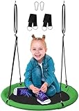 Mokeyder 24 Inch Saucer Tree Swing Set for Kids & Adults, Adjustable Swing Sets for Backyard or Outdoor Playground, Green & Black, 1 Pack