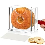 Qunclay Clear Bagel Slicer Bagel Cutter for Jewish Holidays Acrylic Bagel Holder with Nonslip Mat Large Bagel Guillotine Hanukkah Gifts for Women Men Kitchen Donut Bread Cheese Food Party