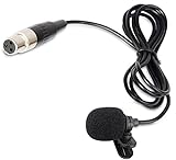 Lavalier Lapel Microphone with Mini XLR Jack, Hand-Free Clip-on Lapel Mic Compatible with Wireless Mic System UHF bodypacks Voice Amplifier
