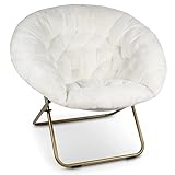 Milliard Cozy Chair/Faux Fur Saucer Chair for Bedroom/X-Large (White)