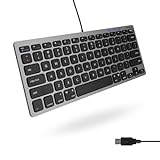 Macally Small USB Wired Keyboard for Mac and Windows - 78 Scissor Keys, 13 Shortcut Compatible Apple Keyboard - Mini Compact USB Computer Keyboard That Saves Space and Looks Great - Space Grey