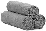 S&T INC. Microfiber Sweat Towel for Gym, Yoga Towel for Home Gym, Workout Towels for Gym Bag, 16 Inch x 27 Inch, Grey, 3 Pack