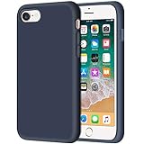Anuck Phone Case for iPhone SE 2020 Case, iPhone 8 Case, iPhone 7 Case 4.7', Non-Slip Liquid Silicone Gel Rubber Bumper Soft Microfiber Lining Hard Shockproof Full-Body Protective Cover, Dark Blue