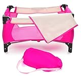 fash n kolor Doll Pack N Play Crib Fits up to 18' Dolls Blanket and Carry Bag Included (Hot Pink)