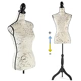HOMBOUR Female Mannequin Body, Sewing Mannequin Torso Dress Form, Height Adjustable 52-67 inch Mannequin with Stand for Dressmaker Jewelry Display, Ivory