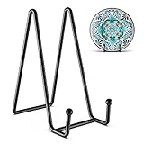 3 Pack 6 Inch Plate Stands for Display Picture - Vinyl Table Top Display, Decorative Metal Frame Holders for Book , Photo and Platter, Tabletop Art, Black 3 Packs