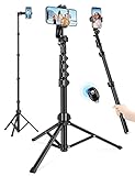 Phone Tripod, 71' Tripod for iPhone, Selfie Stick Tripod Stand with Remote, Phone Tripod & Tall Travel Tripod for Recording Video Selfies Photo, Compatible with iPhone 14 Pro Max 13 12 11 Cell Phone