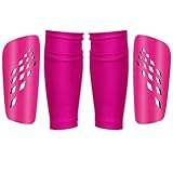 Kids Youth Soccer Shin Guards with Shin Guard Sleeves Set - Ultimate Protection for Kids and Youth Players and Sizes for Children Teens and Adult (Purple Red)