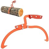 Teodute 20' Log Tongs Loads Up to 110 lbs 2 Claw Skidding Tongs Non-Slip Grip Loading Capacity, Log Lifting, Handling, Dragging & Carrying Tool, Orange