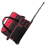 Large 2 Ball Bowling Bag With Rollers丨with Fixed Bowling Ball Device Roller Bag丨Extendable Handle to 42'丨Bowling Ball Roller Bag Fits 1 Pair Of Men'S Size 16 Bowling Shoes (Bowling Ball Not Included)