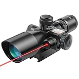 Beileshi 2.5-10x40 Red Green Illuminated Tactical Rifle Scope Crossbow Scope with Red Laser Combo Less Than 5mW Output