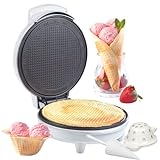 Electric Waffle Cone Maker with Shaper Roller & Bowl Press - For Homemade Ice Cream Cones