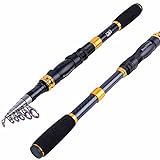 Sougayilang Telescopic Fishing Rod - 24 Ton Carbon Fiber Ultralight Fishing Pole with CNC Reel Seat, Portable Retractable Handle, Stainless Steel Guides for Bass Salmon Trout Fishing